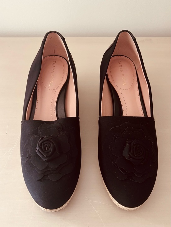 Taryn Rose Shoes - Taryn Rose Black Floral Espadrille Slip-Ons
